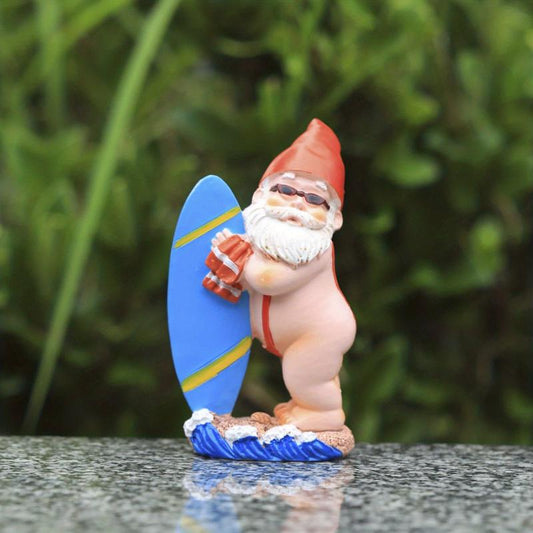 Gnome Dwarf Surfing Resin Ornaments Garden Old Man Figure