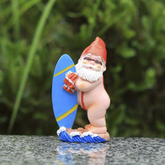 Gnome Dwarf Surfing Resin Ornaments Garden Old Man Figure
