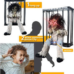 Creepy Cage Ghost Movable Halloween Decor