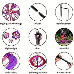 Rotating Metal Windmills Outdoor Decor Strong Wind Resistant