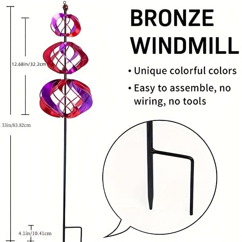 Rotating Metal Windmills Outdoor Decor Strong Wind Resistant
