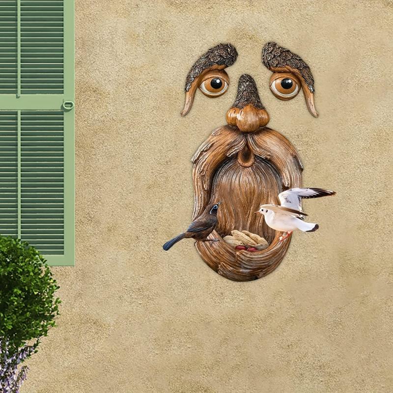 Tree Face Decor Bird Feeder - Holiday Cheer for Patio, Lawn, Yard