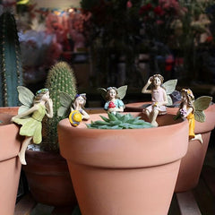 5pcs Flower Fairy Garden Resin Ornaments for Balcony Terrace Decor