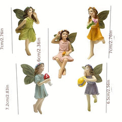 5pcs Flower Fairy Garden Resin Ornaments for Balcony Terrace Decor
