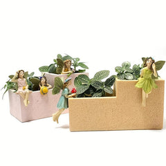 5pcs Flower Fairy Garden Resin Ornaments for Balcony Terrace Decor