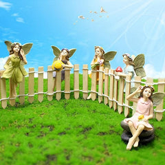 5pcs Flower Fairy Garden Resin Ornaments for Balcony Terrace Decor