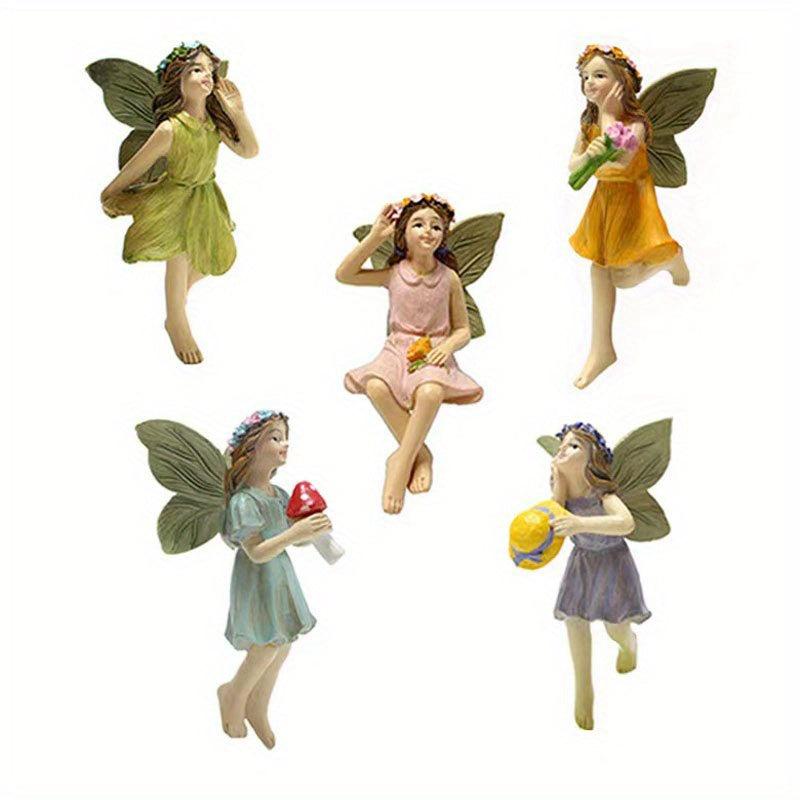 5pcs Flower Fairy Garden Resin Ornaments for Balcony Terrace Decor