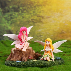 4pcs Mini Flower Fairy Resin Statue Garden Ornament