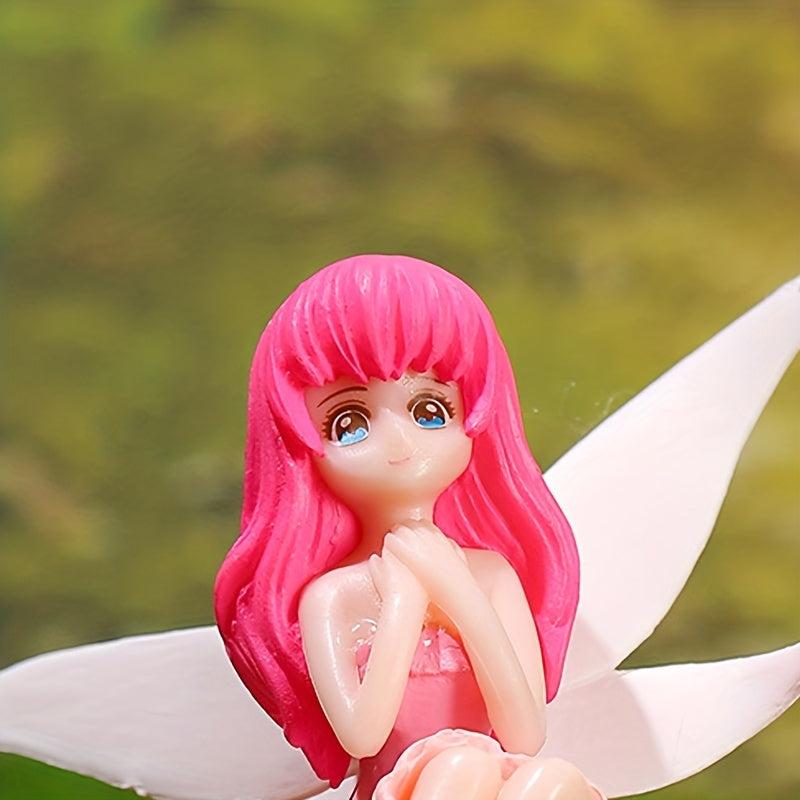 4pcs Mini Flower Fairy Resin Statue Garden Ornament