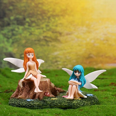 4pcs Mini Flower Fairy Resin Statue Garden Ornament