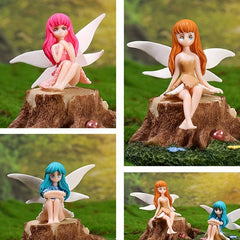 4pcs Mini Flower Fairy Resin Statue Garden Ornament