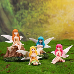 4pcs Mini Flower Fairy Resin Statue Garden Ornament