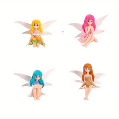 4pcs Mini Flower Fairy Resin Statue Garden Ornament