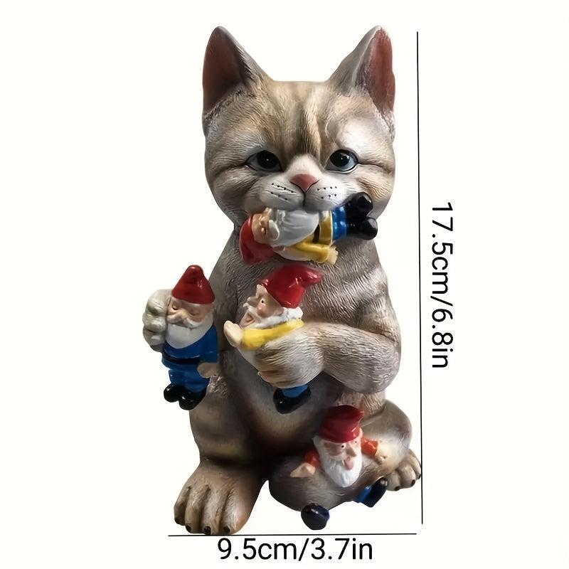 Naughty Cat With Gnome Prankster Cat Garden Statue Office Decoration
