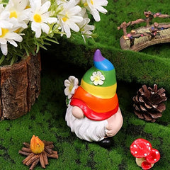 Garden Rainbow Gnome Resin Statue Faceless Doll Figures Home Decoration