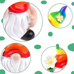 Garden Rainbow Gnome Resin Statue Faceless Doll Figures Home Decoration