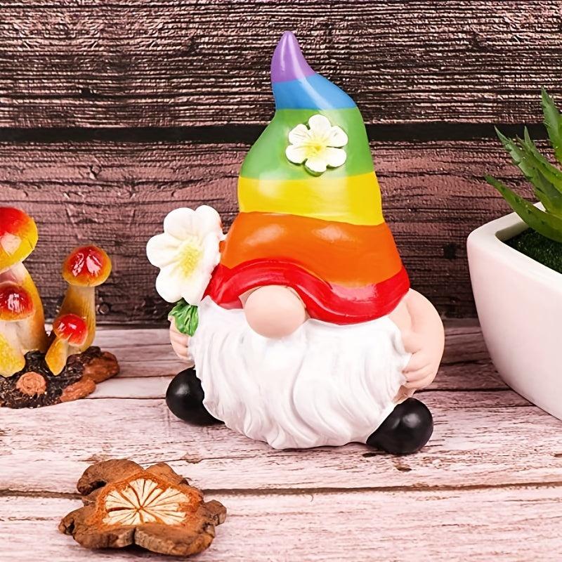 Garden Rainbow Gnome Resin Statue Faceless Doll Figures Home Decoration