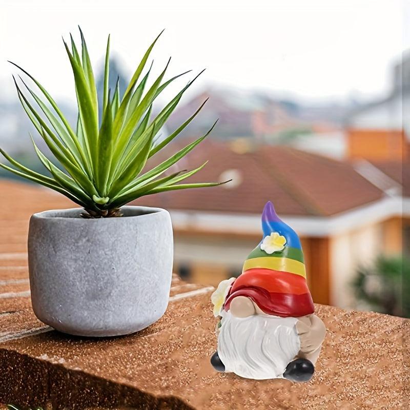 Garden Rainbow Gnome Resin Statue Faceless Doll Figures Home Decoration