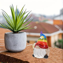 Garden Rainbow Gnome Resin Statue Faceless Doll Figures Home Decoration