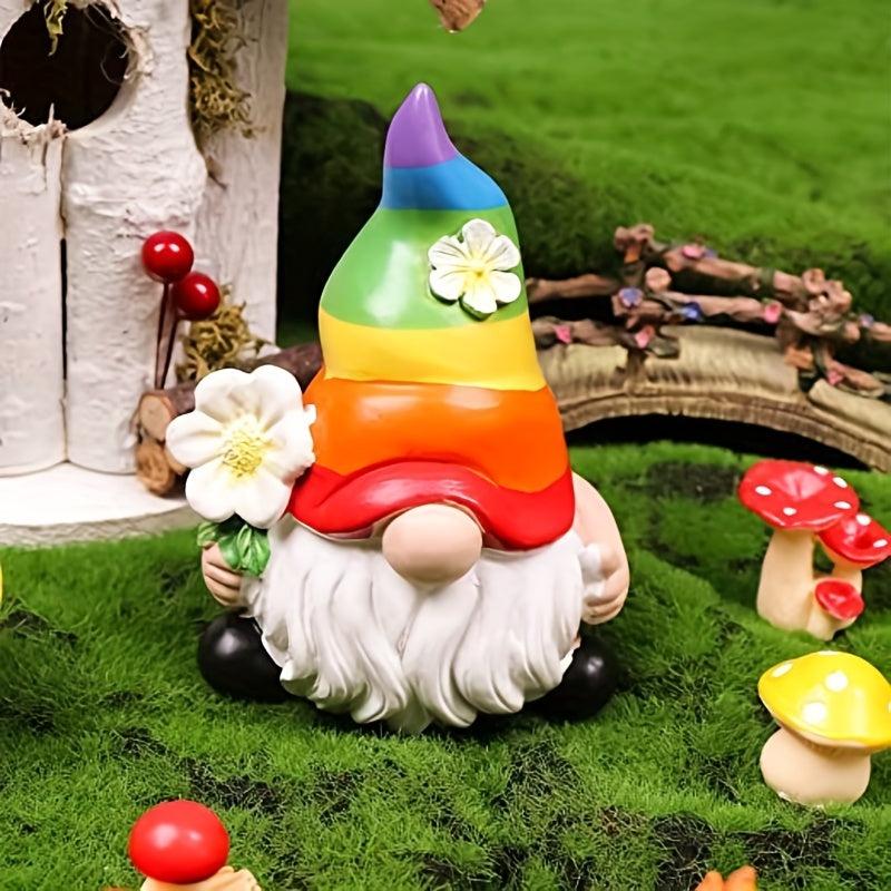 Garden Rainbow Gnome Resin Statue Faceless Doll Figures Home Decoration