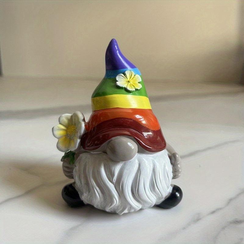 Garden Rainbow Gnome Resin Statue Faceless Doll Figures Home Decoration