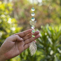 Feather Crystal Sun Catcher Wind Chime Butterfly Pendant