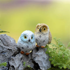 4pcs Mini Resin Owls for Fairy Garden & Bonsai Craft Decor