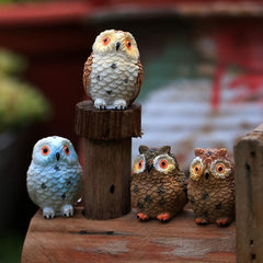 4pcs Mini Resin Owls for Fairy Garden & Bonsai Craft Decor