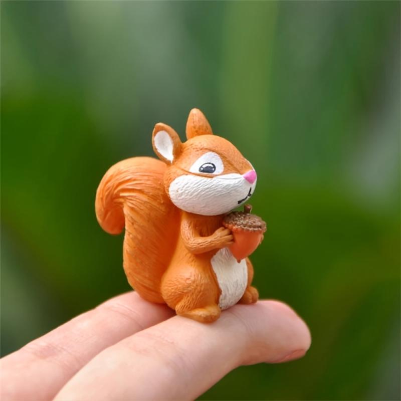 3pc Squirrel Family Figurines for Home Decor & Garden Ornaments