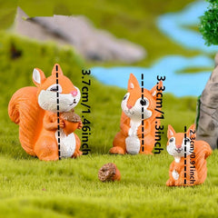 3pc Squirrel Family Figurines for Home Decor & Garden Ornaments
