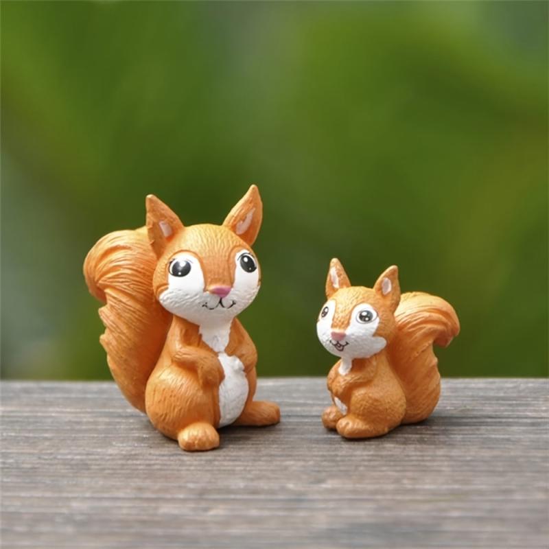 3pc Squirrel Family Figurines for Home Decor & Garden Ornaments