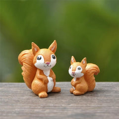 3pc Squirrel Family Figurines for Home Decor & Garden Ornaments