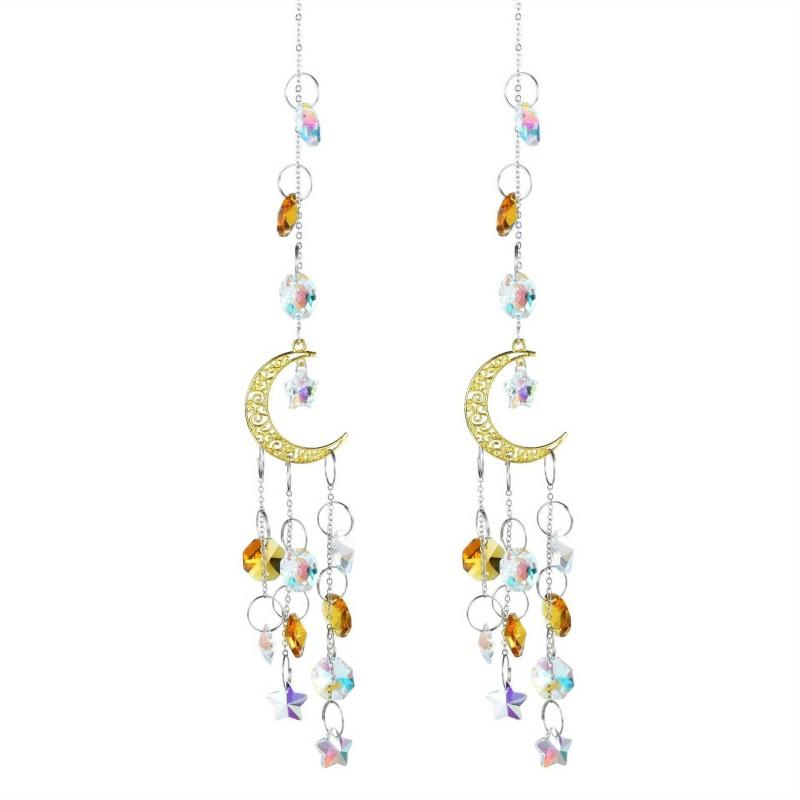 Crystal Moon Suncatcher Rainbow Prism Window Craft Garden Decor