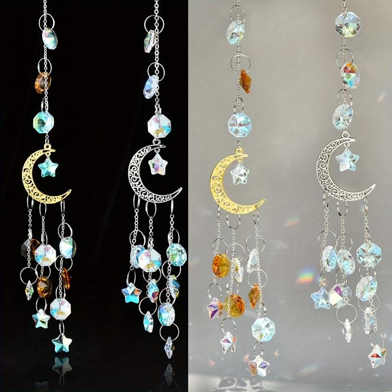 Crystal Moon Suncatcher Rainbow Prism Window Craft Garden Decor