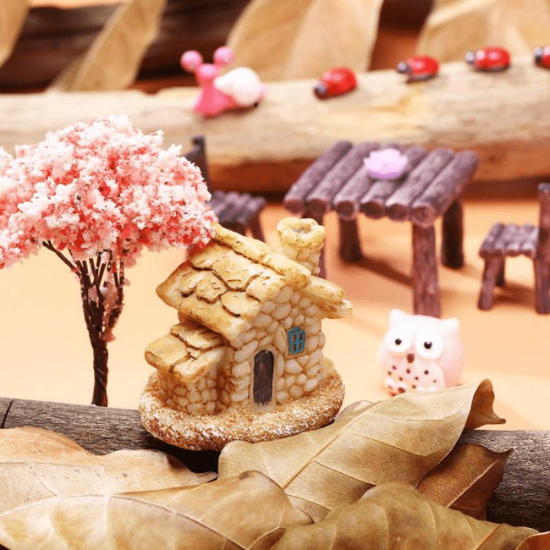 64pc Fairy Garden Animals Mini Ornament Kit Micro Landscape Dollhouse Decor