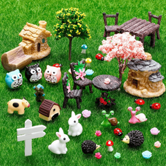 64pc Fairy Garden Animals Mini Ornament Kit Micro Landscape Dollhouse Decor