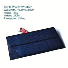 Solar Panel Adhesive Plate 5.5V 240MA 1.32wp Polycrystalline Photovoltaic Panel