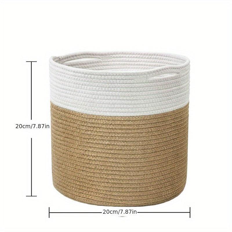 Woven Cotton Rope Flower Basket for Closet Storage & Shelf Organization