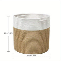 Woven Cotton Rope Flower Basket for Closet Storage & Shelf Organization