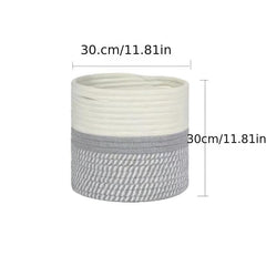 Woven Cotton Rope Flower Basket for Closet Storage & Shelf Organization