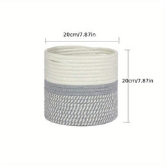 Woven Cotton Rope Flower Basket for Closet Storage & Shelf Organization