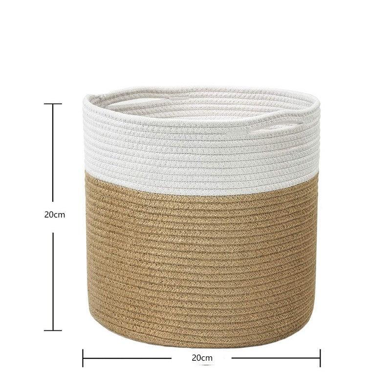 Woven Cotton Rope Flower Basket for Closet Storage & Shelf Organization