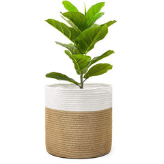Woven Cotton Rope Flower Basket for Closet Storage & Shelf Organization
