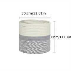 Woven Cotton Rope Flower Basket for Closet Storage & Shelf Organization