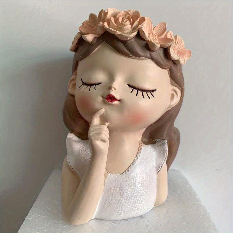 Unique Resin Head Planter for Home Office Decor