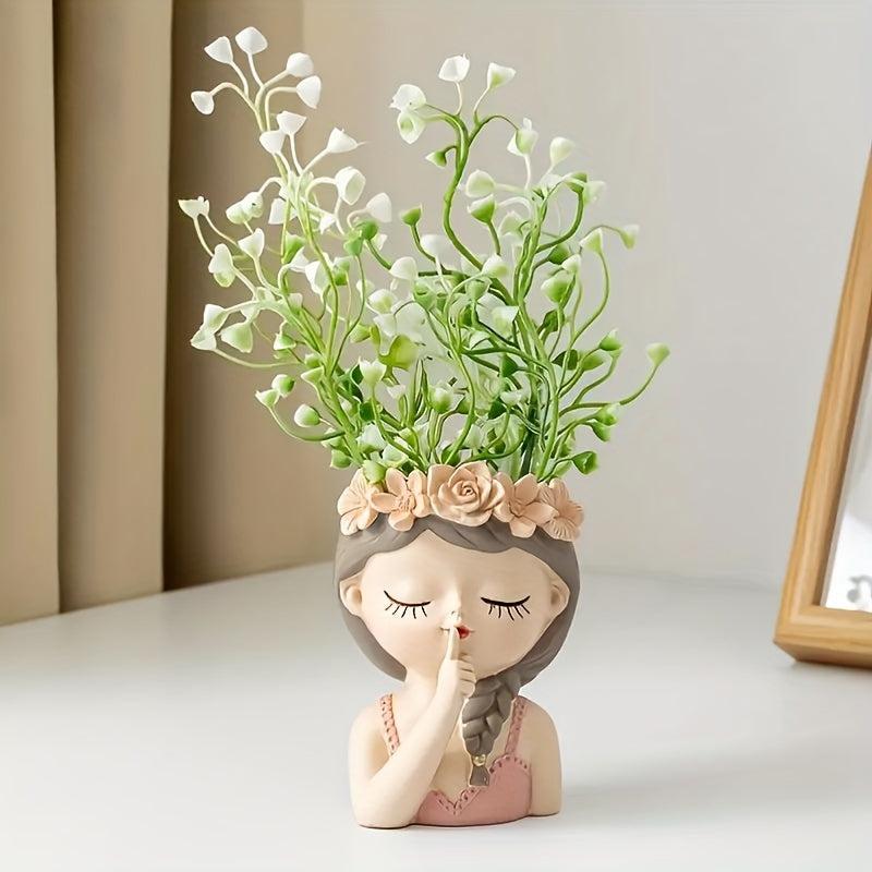 Unique Resin Head Planter for Home Office Decor