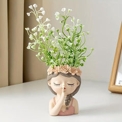 Unique Resin Head Planter for Home Office Decor