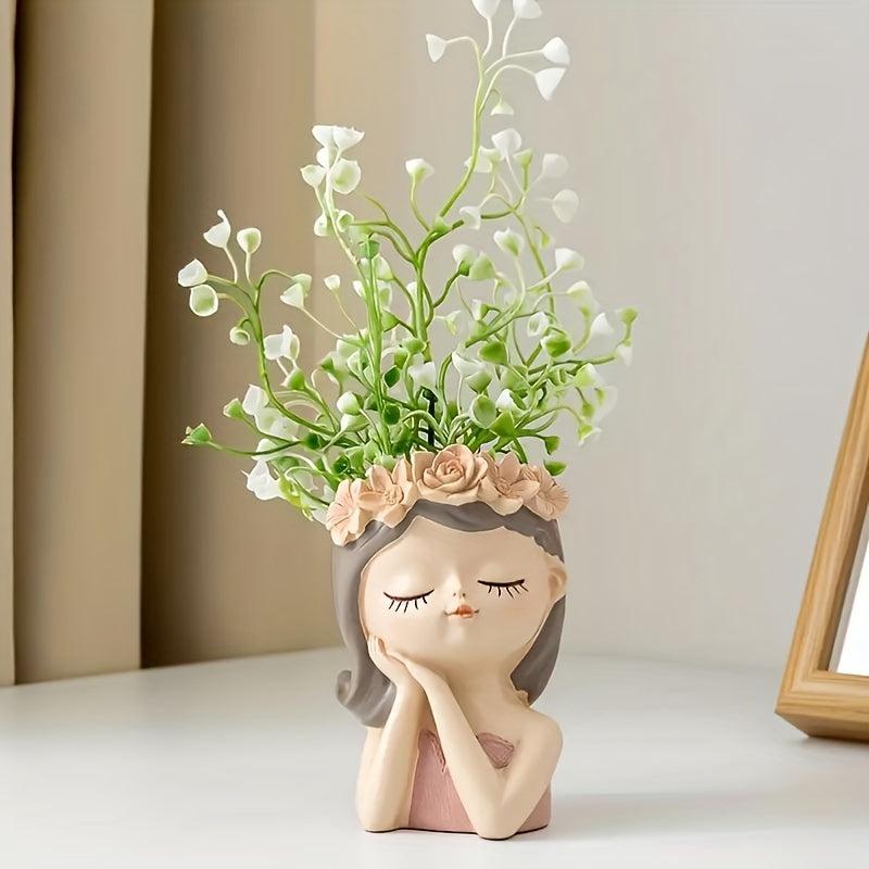 Unique Resin Head Planter for Home Office Decor