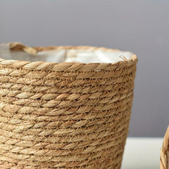 Woven Rattan Planter Basket with Waterproof Liner - Indoor Outdoor Storage