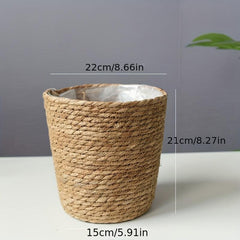 Woven Rattan Planter Basket with Waterproof Liner - Indoor Outdoor Storage